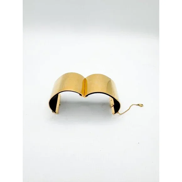 Celine Phoebe Philo Leather Manchette Hinged Bangle Bracelet Size M Italy Pouch - Picture 2 of 13